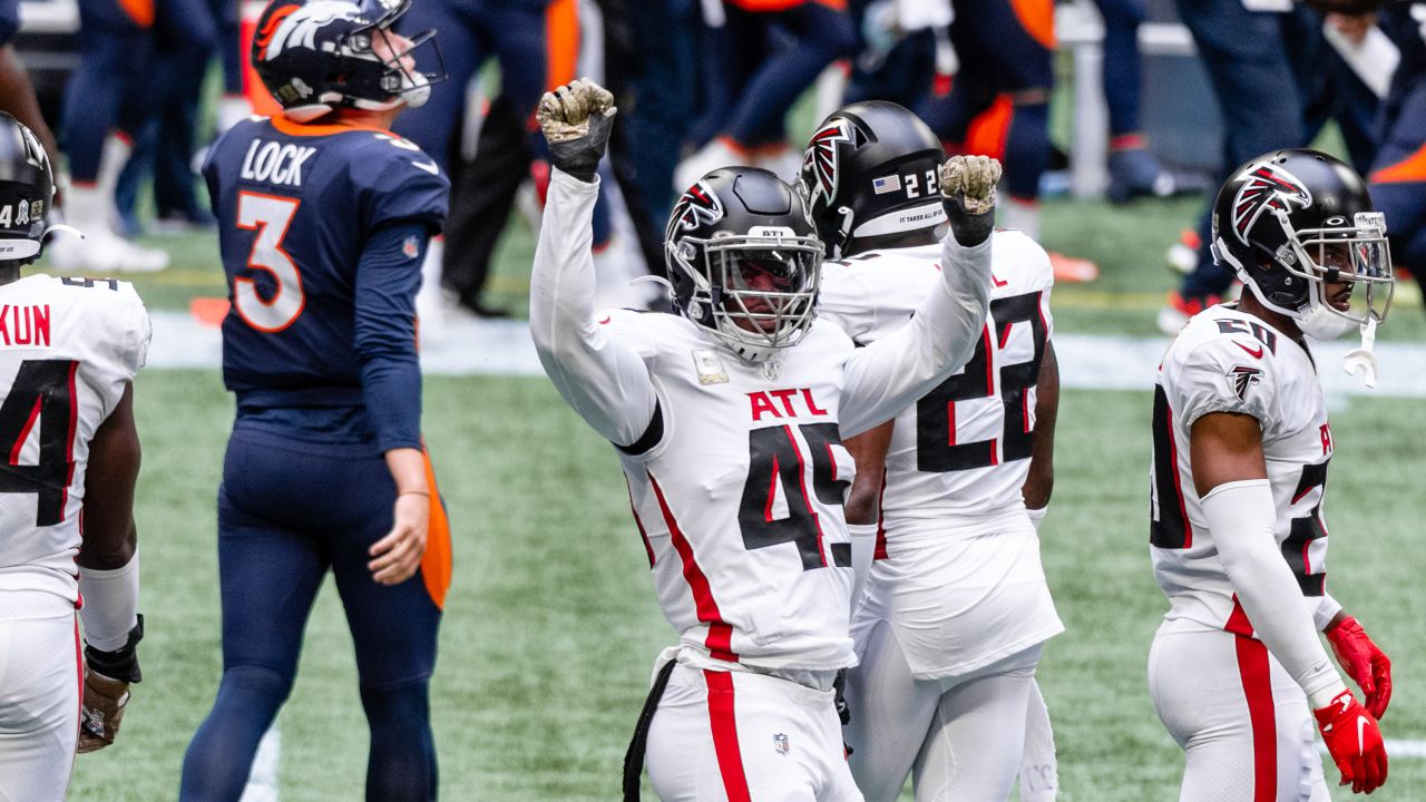 Atlanta Falcons linebacker Kaden Elliss (55) sacks Green Bay Packers  quarterback Jordan Love (10) during the first half of an NFL football game,  Sunday, Sept. 17, 2023, in Atlanta. (AP Photo/Brynn Anderson