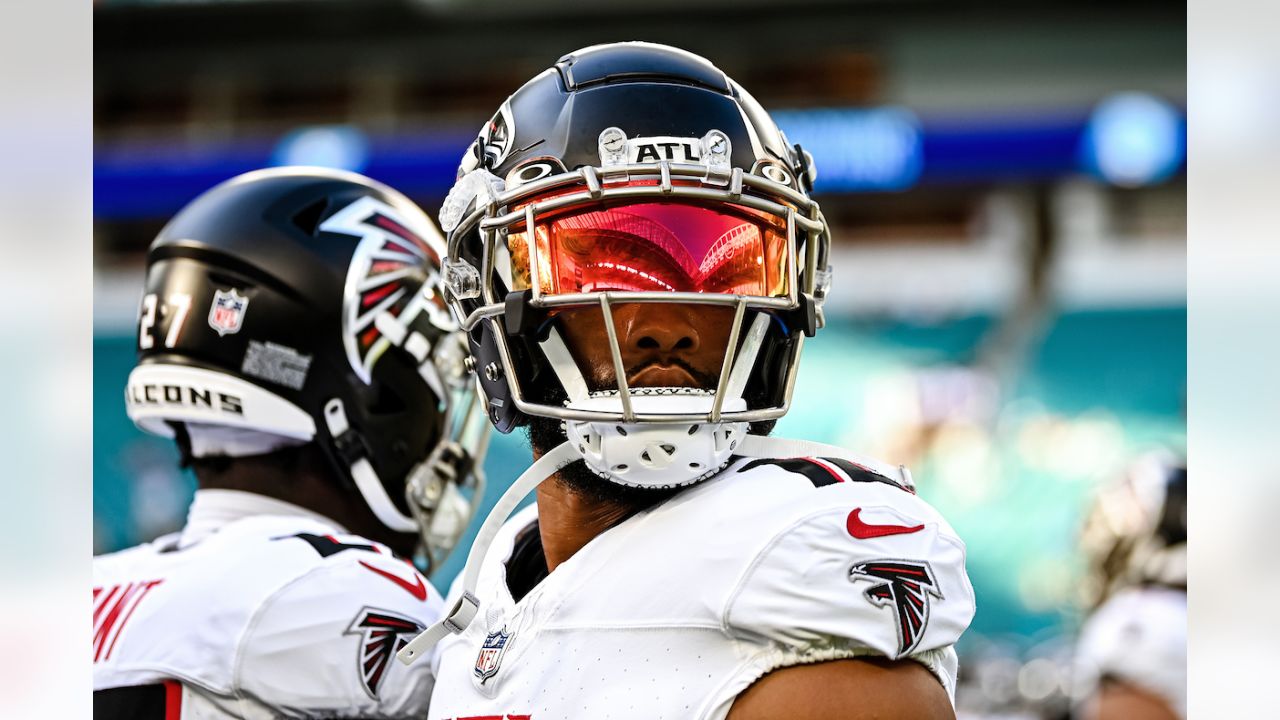 Atlanta Falcons wide receiver KhaDarel Hodge (12) walks off the field after  an NFL football game