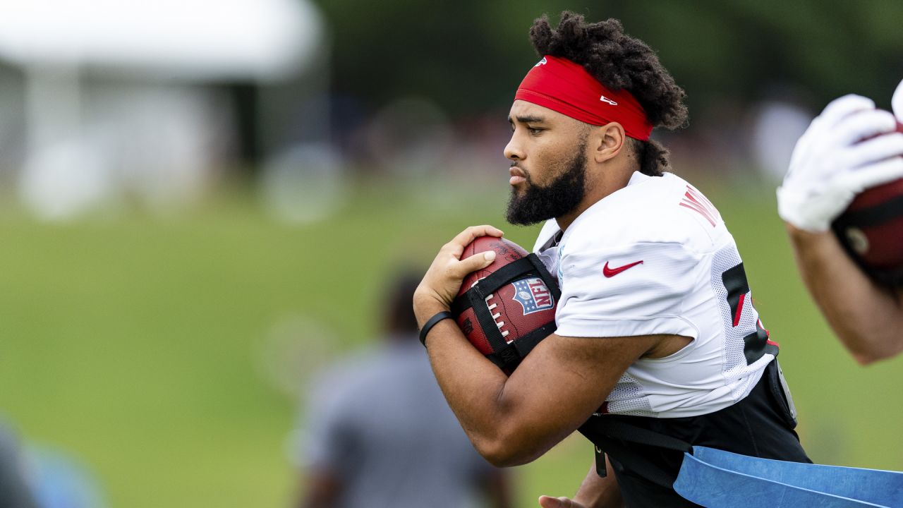 FLOWERY BRANCH, GA - JULY 30: Atlanta Falcons cornerback Teez Tabor (20)  during Saturday morning