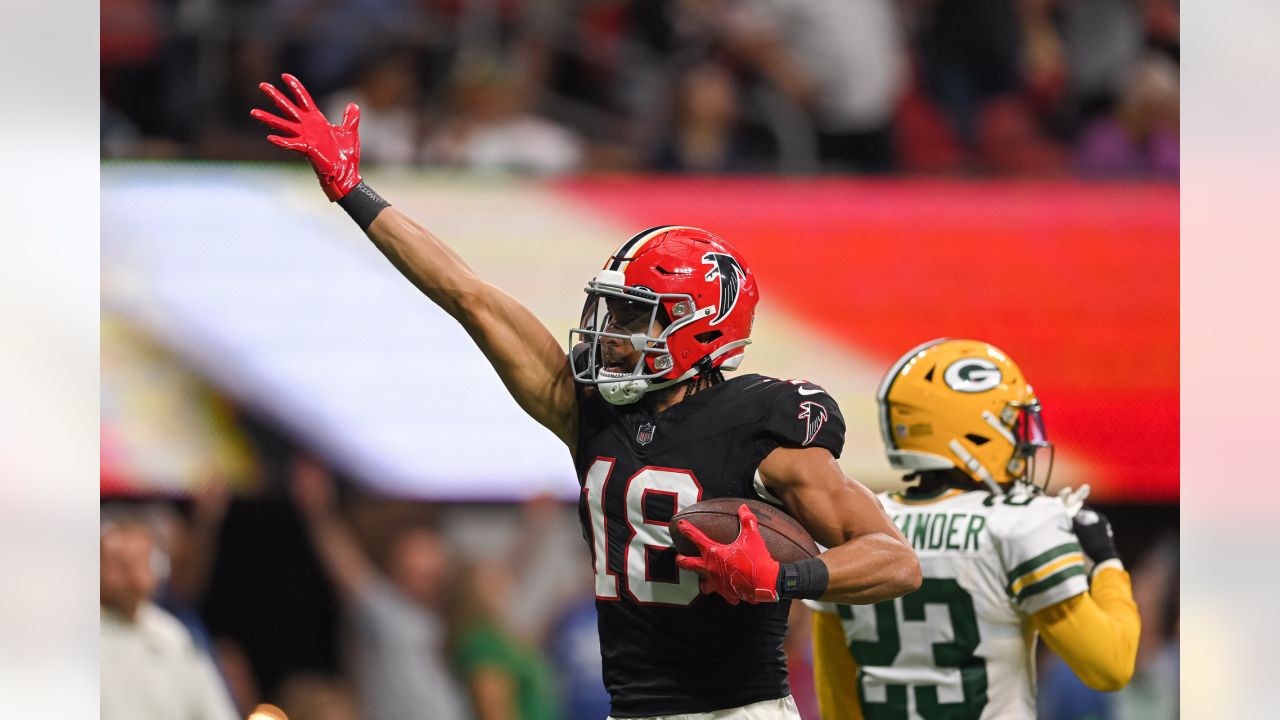 Atlanta Falcons linebacker Arnold Ebiketie (17) pressures Green Bay Packers  quarterback Jordan Love (10) during the second half of an NFL football  game, Sunday, Sep. 17, 2023, in Atlanta. The Atlanta Falcons