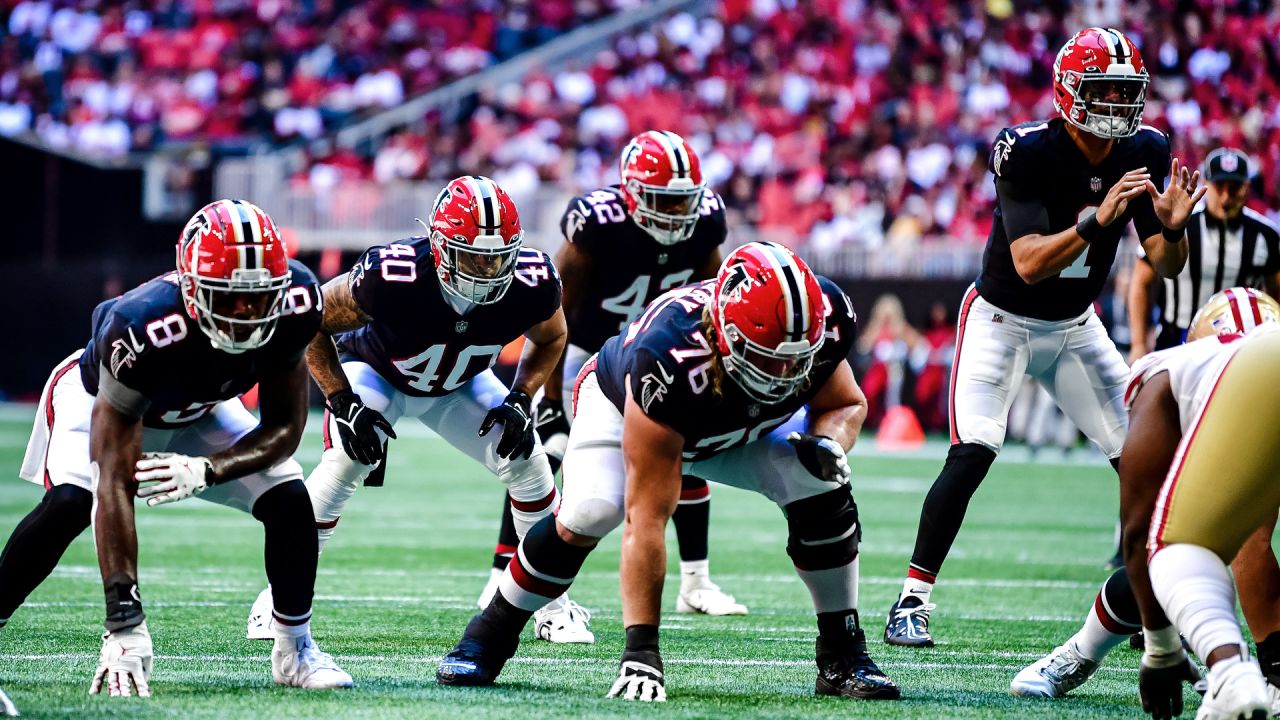 Atlanta Falcons defensive end Arnold Ebiketie (47) rushes on defense  against the Detroit Lions during an NFL football game, Friday, Aug. 12,  2022, in Detroit. (AP Photo/Rick Osentoski Stock Photo - Alamy