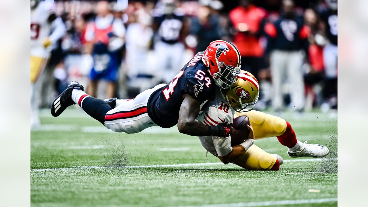 Atlanta Falcons linebacker Troy Andersen (44) runs during an NFL football  game against the Washington Commanders, Sunday, November 27, 2022 in  Landover. (AP Photo/Daniel Kucin Jr Stock Photo - Alamy