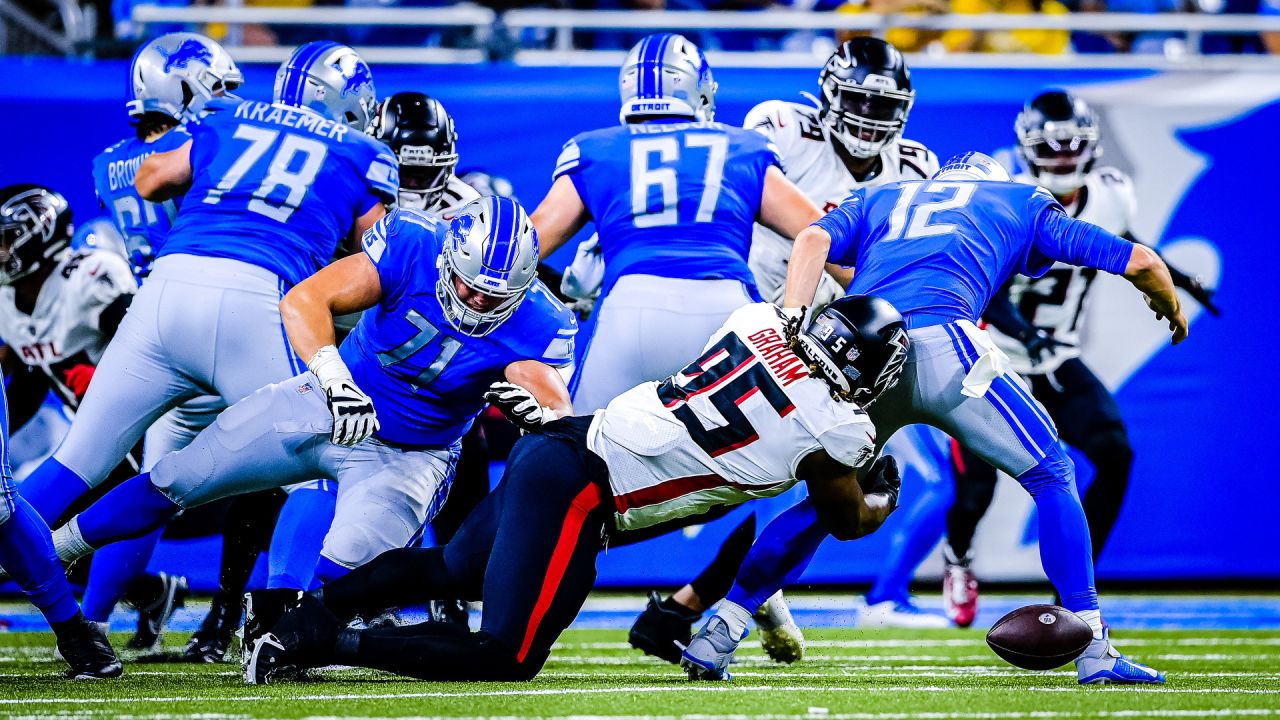 Falcons rookie WR Drake London exits preseason game vs. Lions with knee  injury - The Athletic