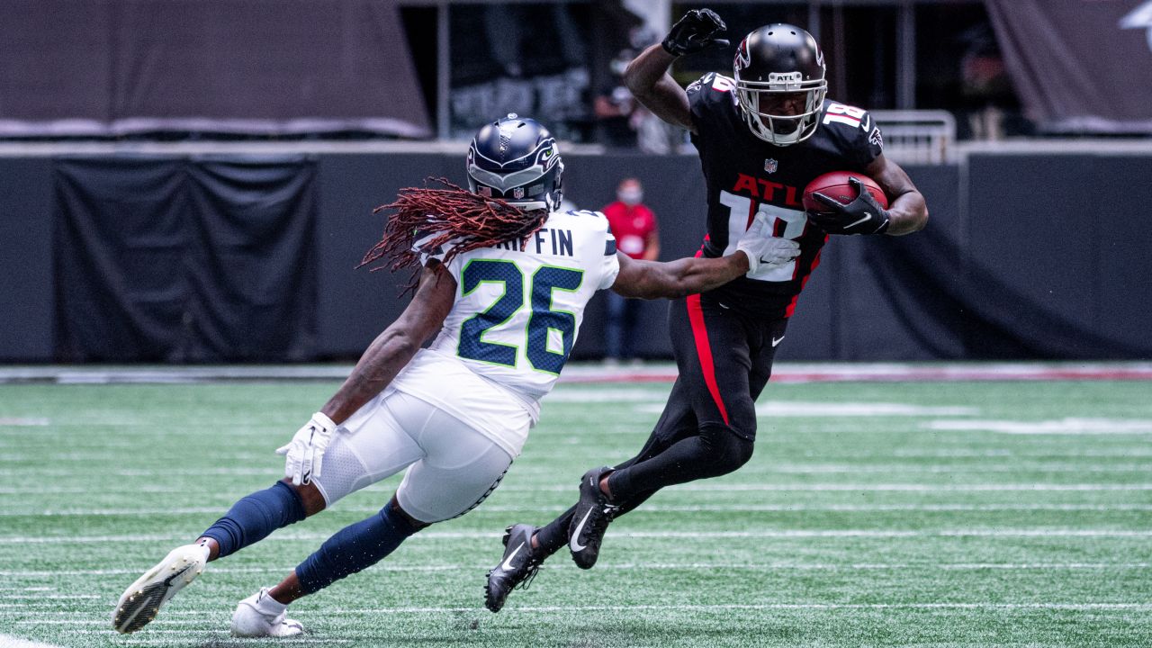 Seattle Seahawks safety Josh Jones is pictured during an NFL football game  against the Atlanta Falcons, Sunday, Sept. 25, 2022, in Seattle. The Falcons  won 27-23. (AP Photo/Stephen Brashear Stock Photo - Alamy