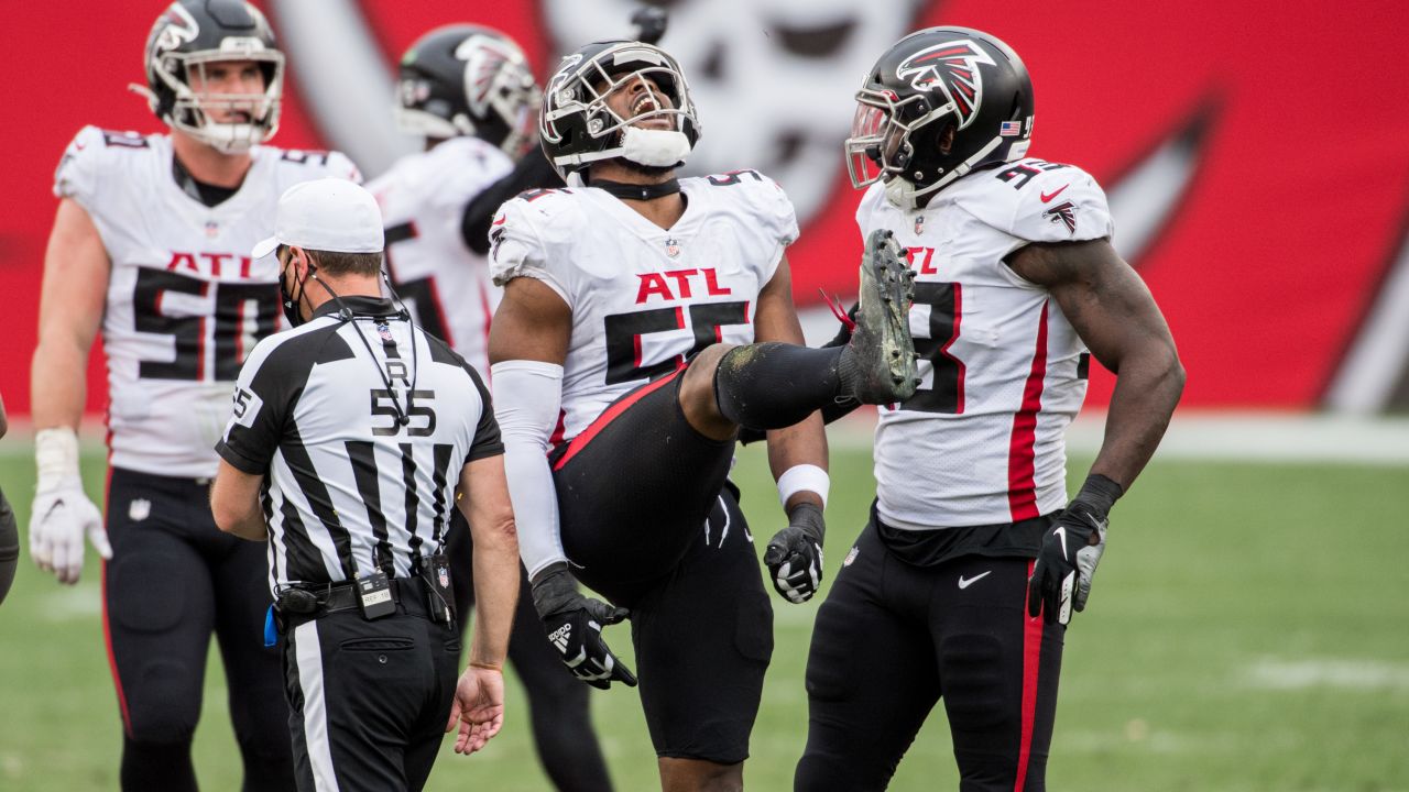 Dante Fowler, Hayden Hurst, Todd Gurley in all-black Falcons jerseys