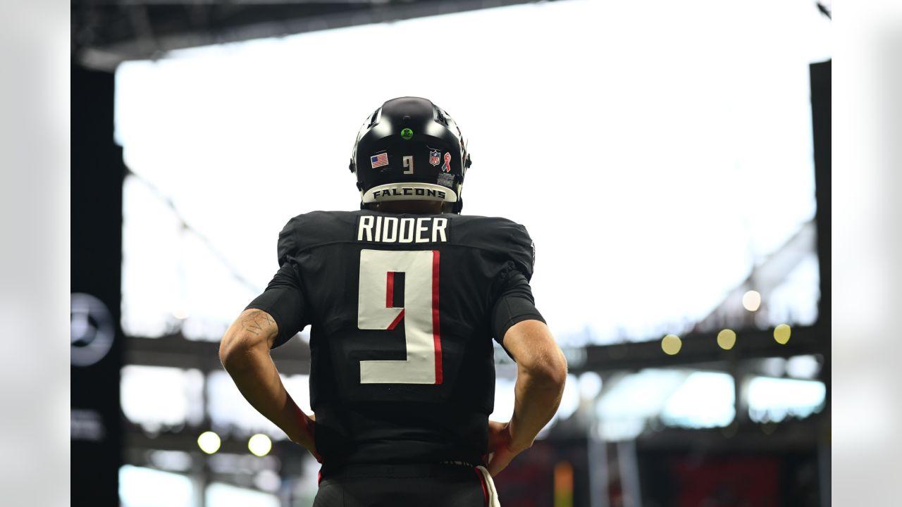 Carolina Panthers quarterback Bryce Young (9) warms up before the first  half of an NFL football game between the Atlanta Falcons and the Carolina  Panthers, Sunday, Sept. 10, 2023, in Atlanta. (AP