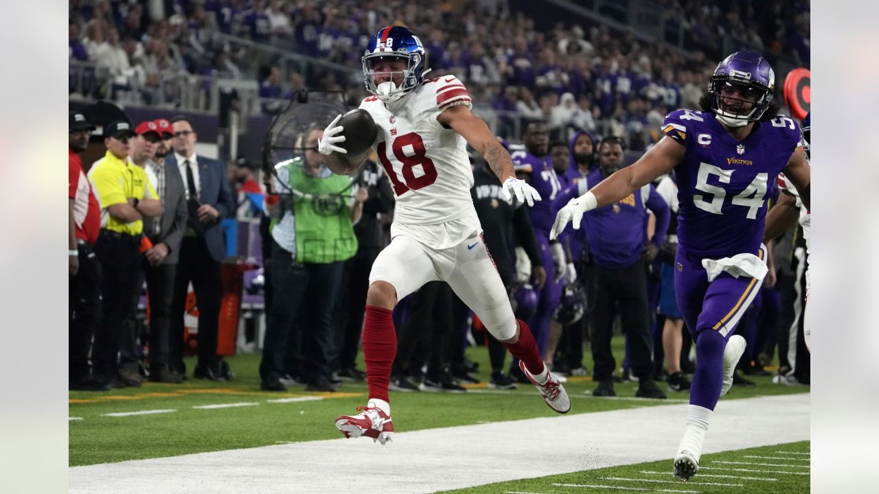 Chicago, United States. 20th Dec, 2021. Minnesota Vikings Justin Jefferson  (18) celebrates his first quarter touchdown against the Chicago Bears at  Soldier Field in Chicago on Monday, December 20, 2021. Photo by