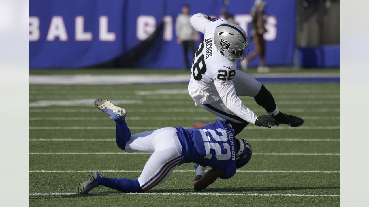 Las Vegas Raiders running back Josh Jacobs (28) runs the ball against the  Indianapolis Colts during the first half of an NFL football game, Sunday,  Nov 13, 2022, in Las Vegas. (AP