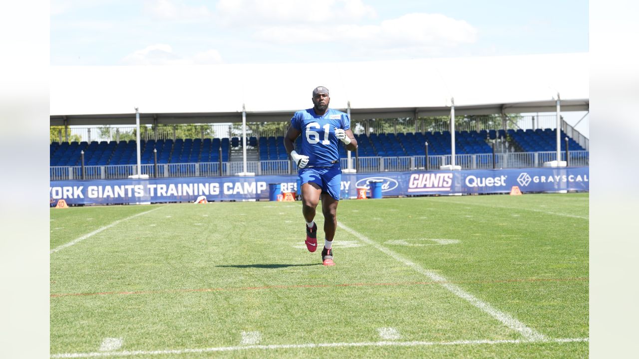 He didn't play in high school. Or college. Yet here is Roy Mbaeteka at  Giants training camp. - Newsday