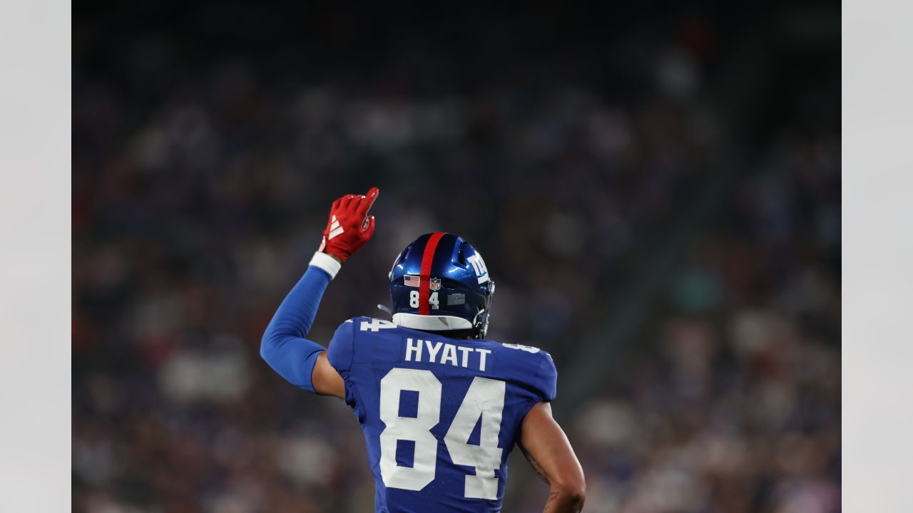 New York Giants guard Tyre Phillips (79) walks off the field at halftime of  an NFL