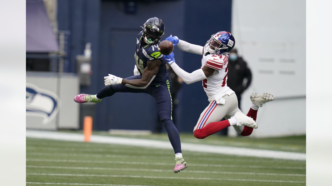 Seattle, WA, USA. 26th Dec, 2021. Seattle Seahawks wide receiver DK Metcalf  (14) celebrates a catch for a touchdown during a game between the Chicago  Bears and Seattle Seahawks at Lumen Field