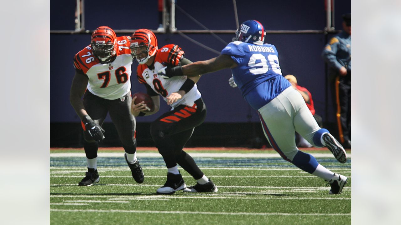 New York Giants tackle Eric Smith during an NFL preseason football game  against the Cincinnati Bengals, Sunday, Aug. 21, 2022 in East Rutherford,  N.J. The Giants won 25-22. (AP Photo/Vera Nieuwenhuis Stock