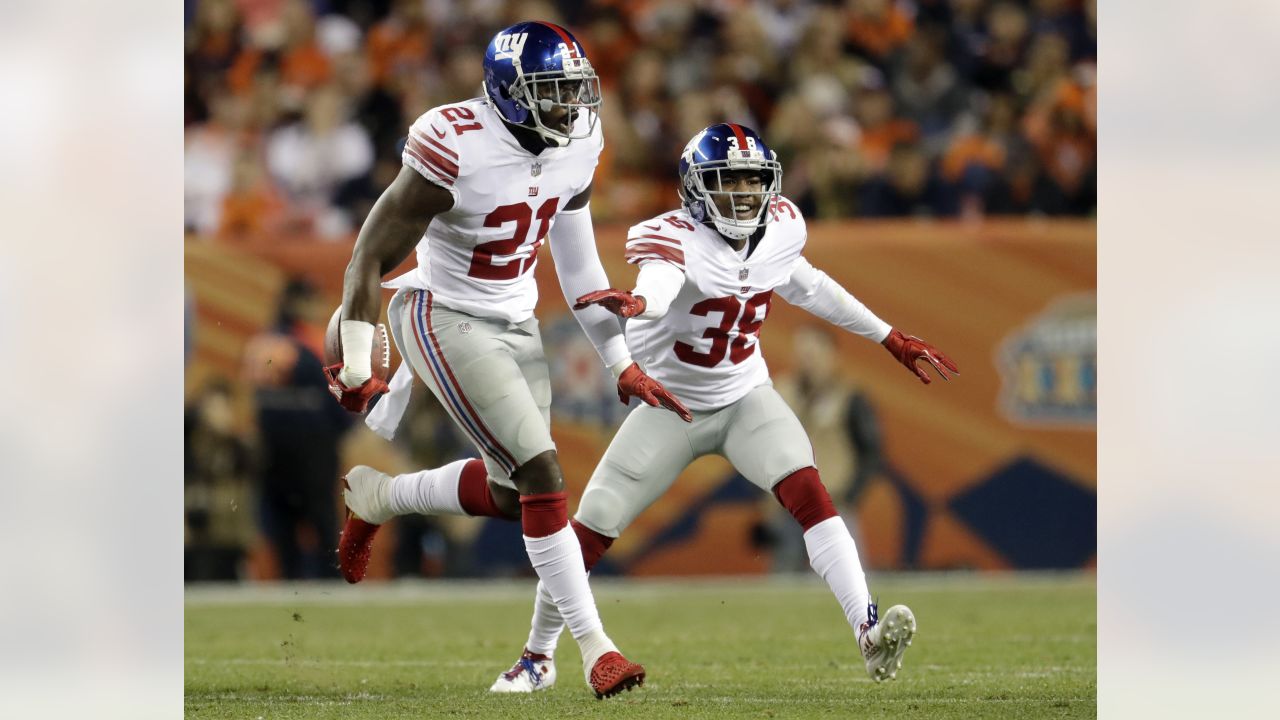 August 26, 2017, New York Giants safety Landon Collins (21) returns the  interception for a touchdown during the NFL game between the New York Jets  and the New York Giants at MetLife