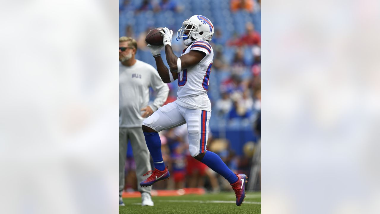 August 9, 2018: New England Patriots wide receiver Braxton Berrios (14)  warms up prior to the NFL pre-season football game between the Washington  Redskins and the New England Patriots at Gillette Stadium