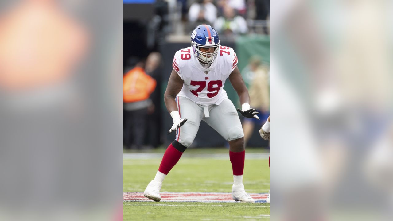 New York Giants tackle Eric Smith during an NFL preseason football game  against the Cincinnati Bengals, Sunday, Aug. 21, 2022 in East Rutherford,  N.J. The Giants won 25-22. (AP Photo/Vera Nieuwenhuis Stock
