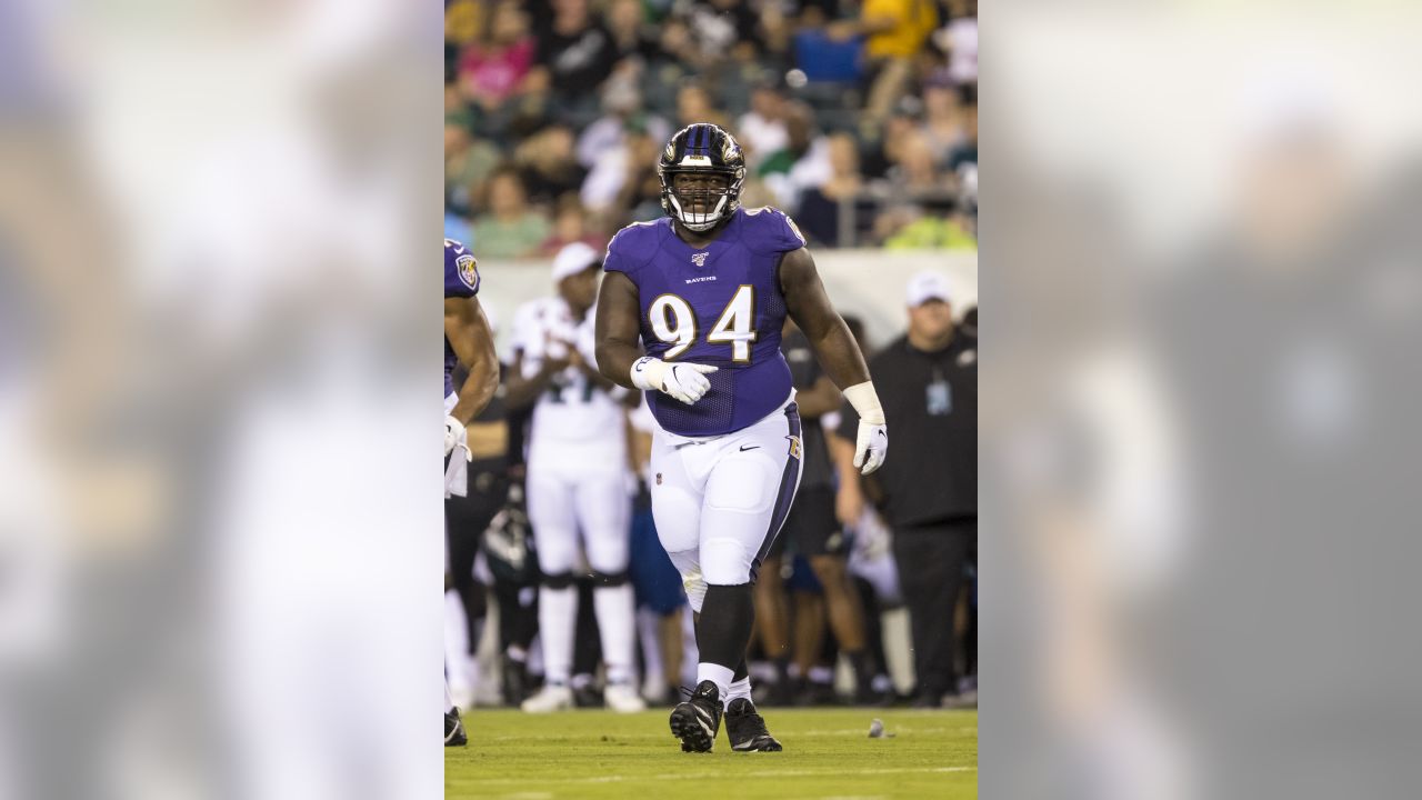 Baltimore Ravens defensive tackle Isaiah Mack (94) watches the