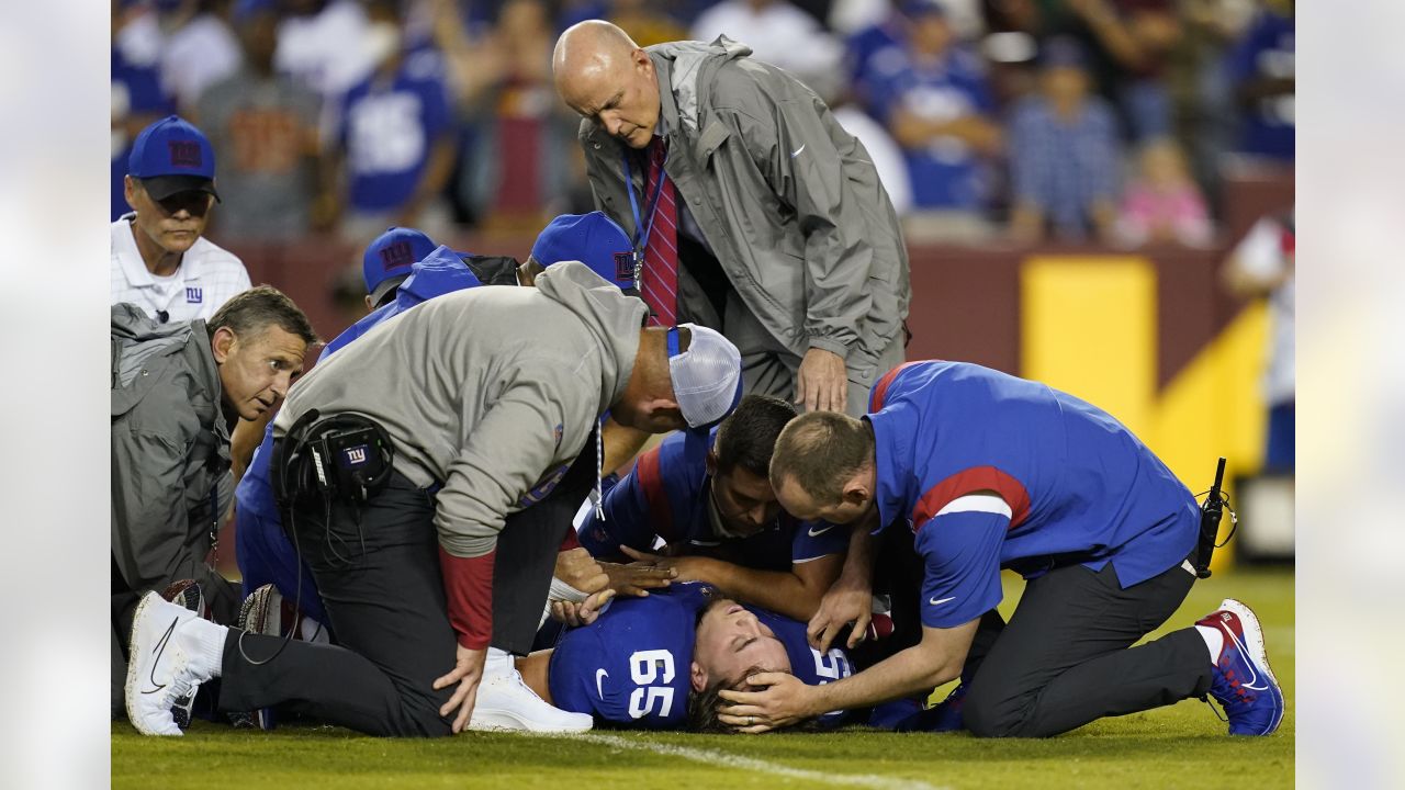 NY Giants' Nick Gates Suffers Gruesome Leg Injury, 'Snapped That S*** In  Half'