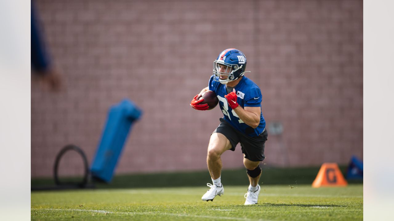 New York Giants running back Sandro Platzgummer (34) runs with the