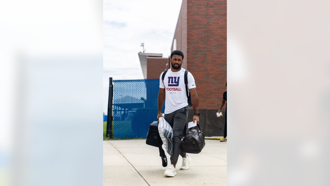 New York Giants linebacker Darrian Beavers against the New England Patriots  during an NFL preseason football game at Gillette Stadium, Thursday, Aug.  11, 2022 in Foxborough, Mass. (Winslow Townson/AP Images for Panini