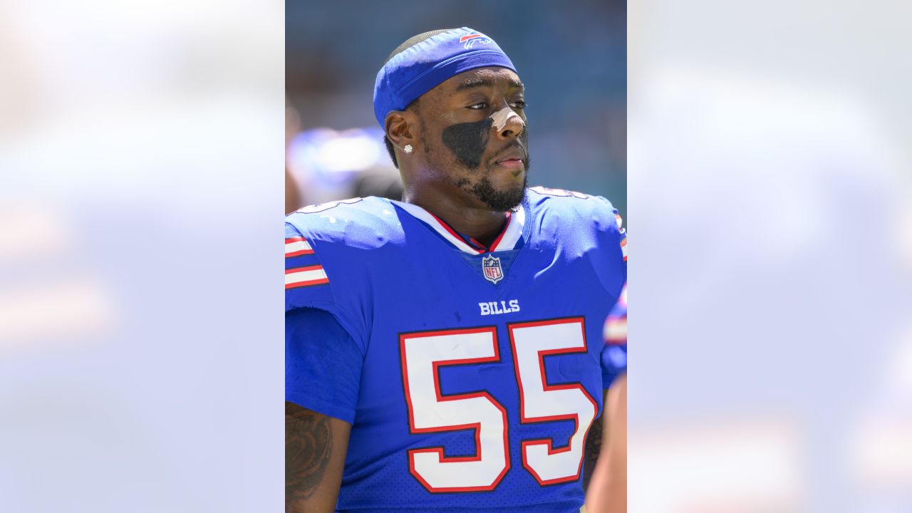 Buffalo Bills defensive end Boogie Basham (55) stands on the