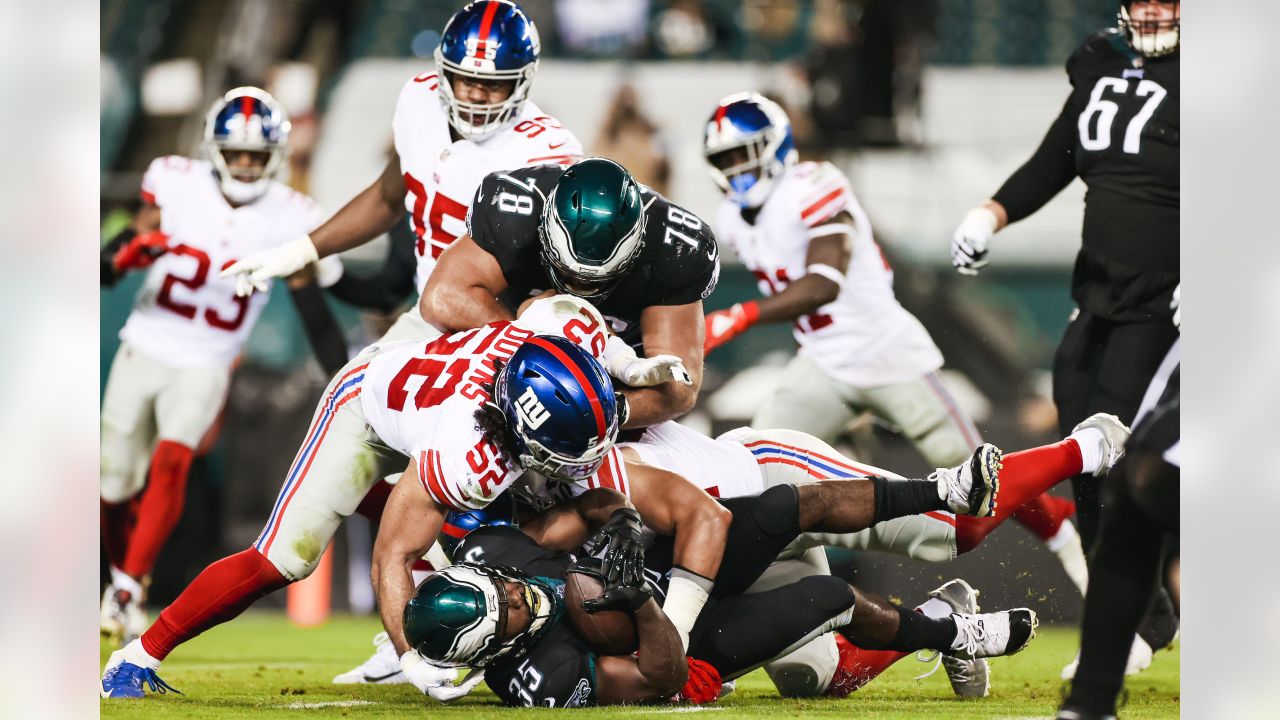 Philadelphia Eagles offensive tackle Jack Driscoll (63) reacts during the  second half of an NFL football