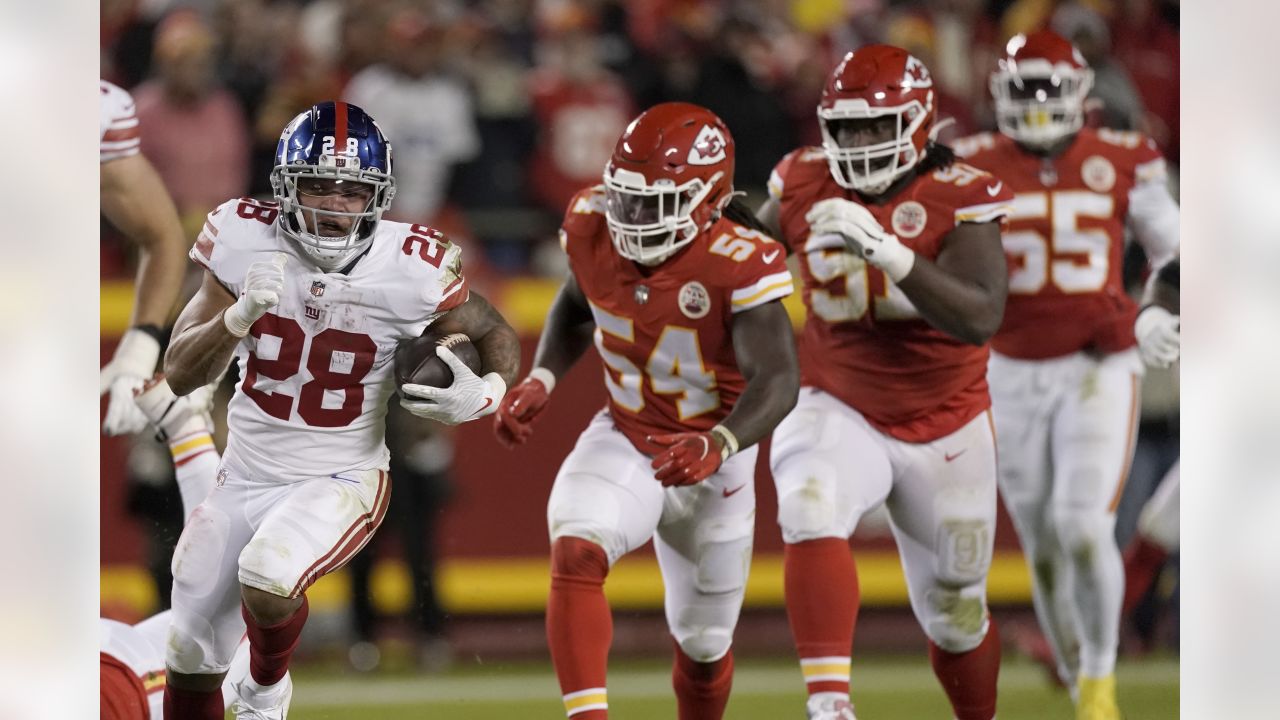 New York Giants wide receiver John Ross (12) comes onto the field for the  first half of an NFL football game against the Kansas City Chiefs, Monday,  Nov. 1, 2021 in Kansas