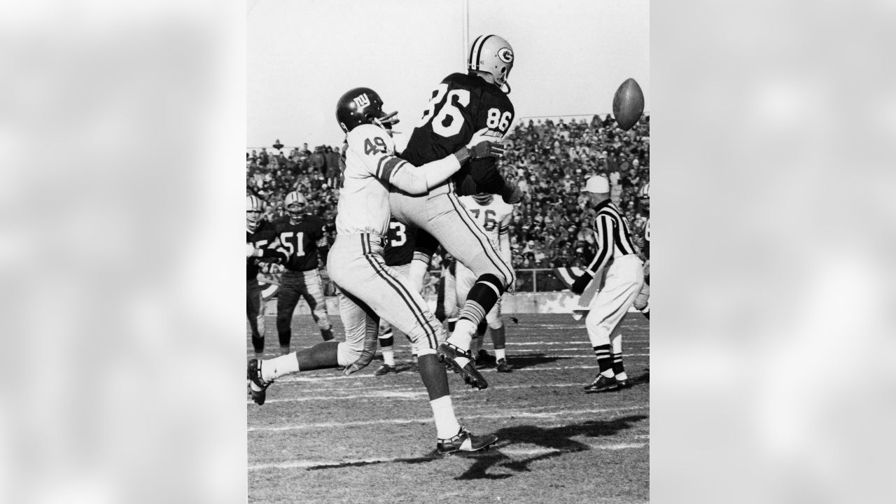 The Green Bay Packers kickoff versus the New York Giants at Milwaukee  County Stadium in 1961.