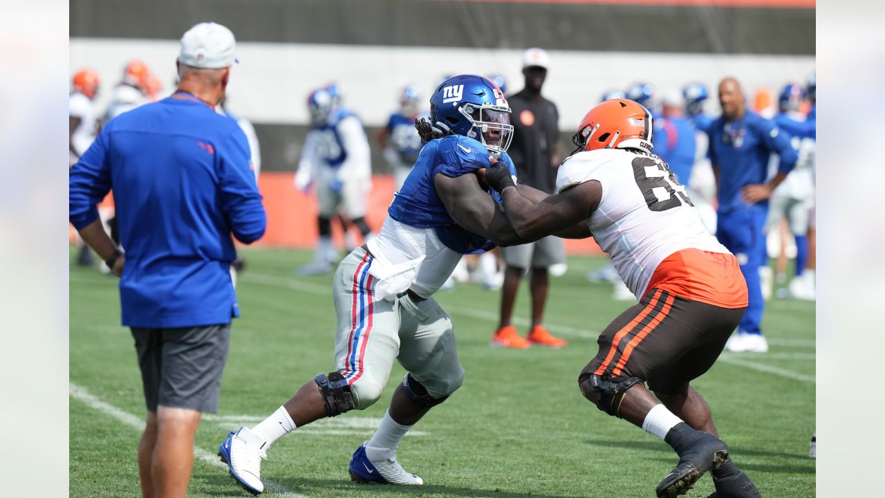 New York Giants wide receiver Kenny Golladay catches a pass during a joint NFL  football training camp practice with the Cleveland Browns Friday, Aug. 20,  2021, in Berea, Ohio. (AP Photo/Ron Schwane