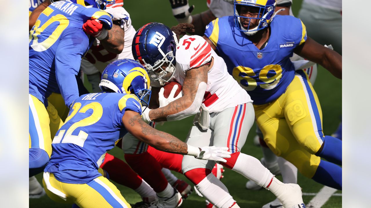 Los Angeles Rams linebacker Troy Reeder (51) heads off the field after an  NFL football game against the New York Giants, Sunday, October 4, 2020 in  Inglewood, Calif. The Rams defeated the