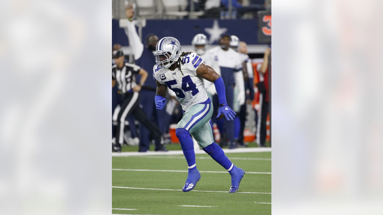 Jaylon Smith of the Dallas Cowboys celebrates a fumble recovery