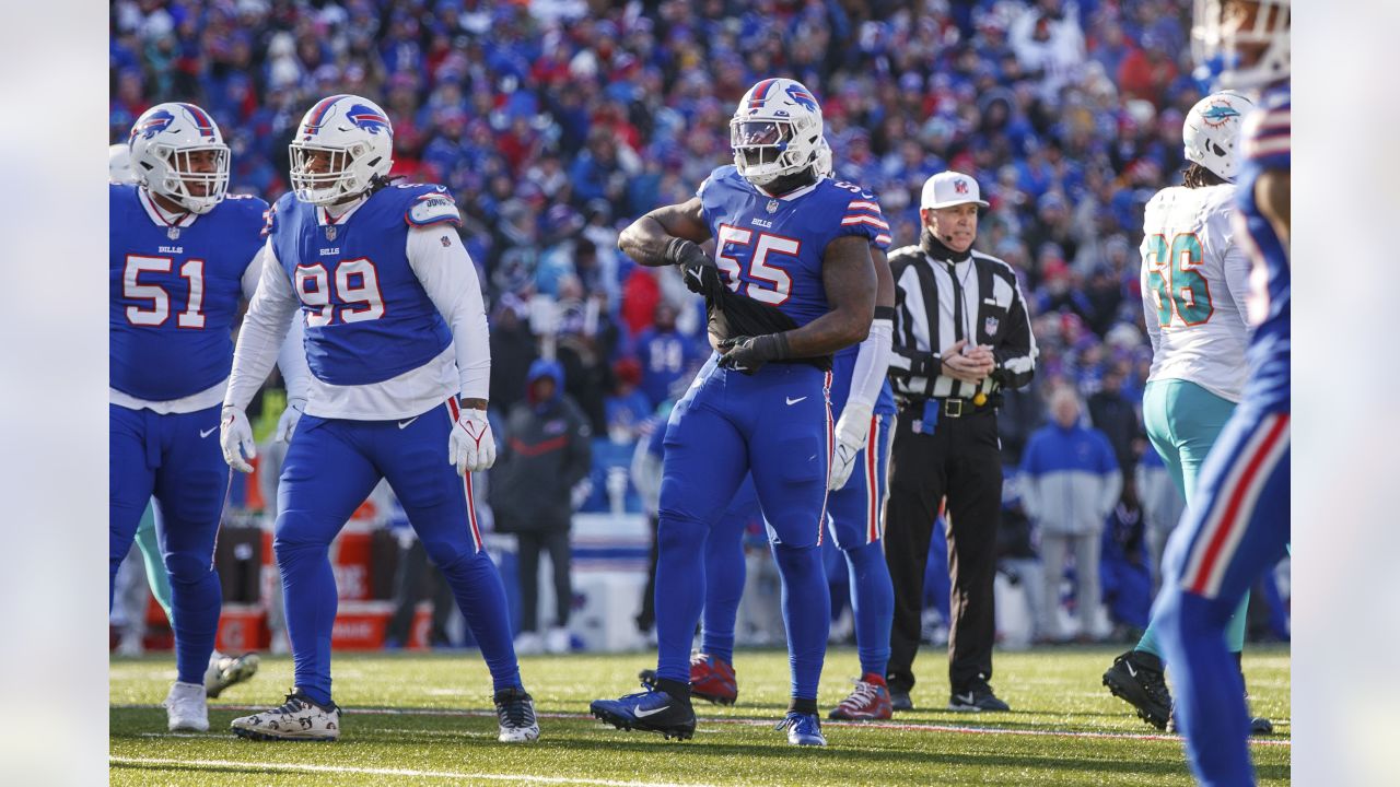 Buffalo Bills defensive end Boogie Basham (55) stands on the