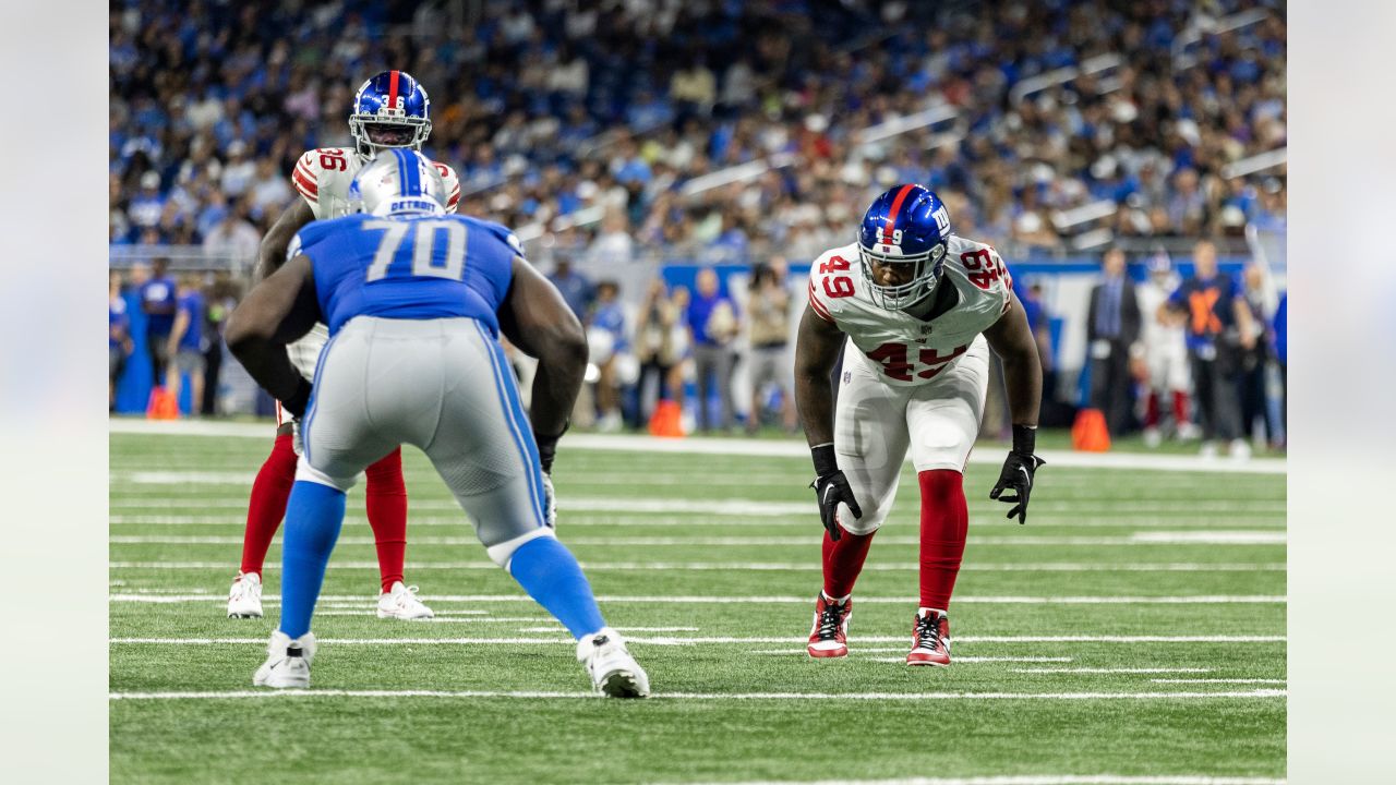 New York Giants linebacker Tomon Fox (49) walks off the field