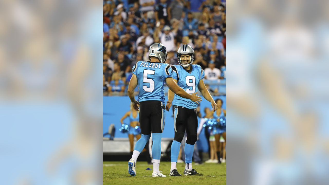 Carolina Panthers' Graham Gano (9) walks to the team's practice