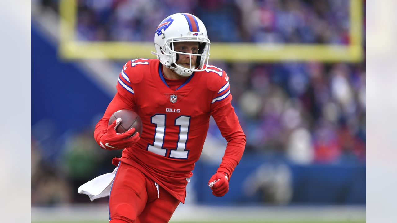 Buffalo Bills defensive end Boogie Basham defends in the second half of an  NFL football game against the Carolina Panthers, Sunday, Dec. 19, 2021, in  Orchard Park, N.Y. (AP Photo/Adrian Kraus Stock