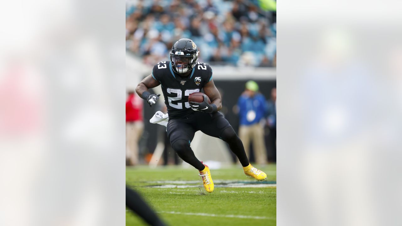 Jacksonville Jaguars running back Ryquell Armstead (23) runs after