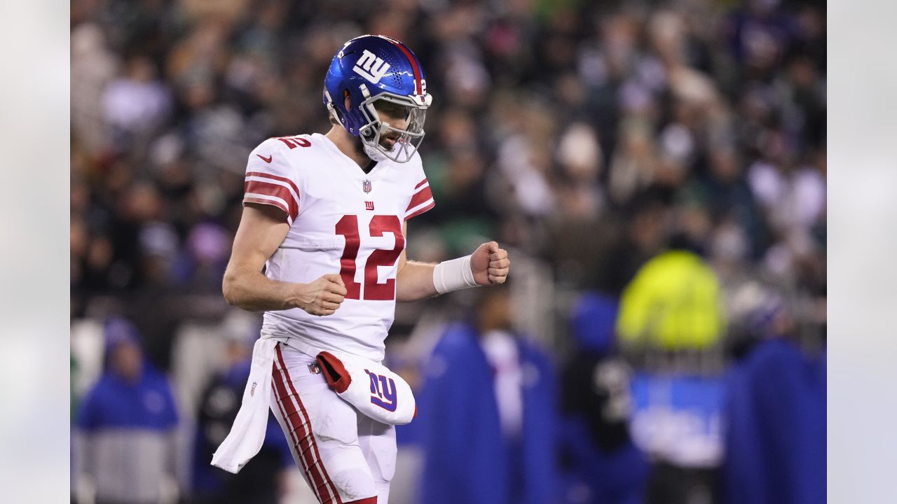 Philadelphia Eagles quarterback Jalen Hurts (1) reacts after a touchdown  against the New York Giants during an NFL football game Sunday, Dec. 11,  2022, in East Rutherford, N.J. (AP Photo/Adam Hunger Stock