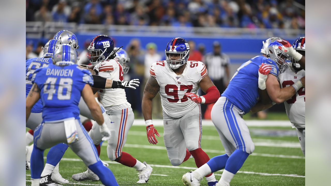 New York Giants defensive tackle Dexter Lawrence (97) during an NFL  preseason football game against the