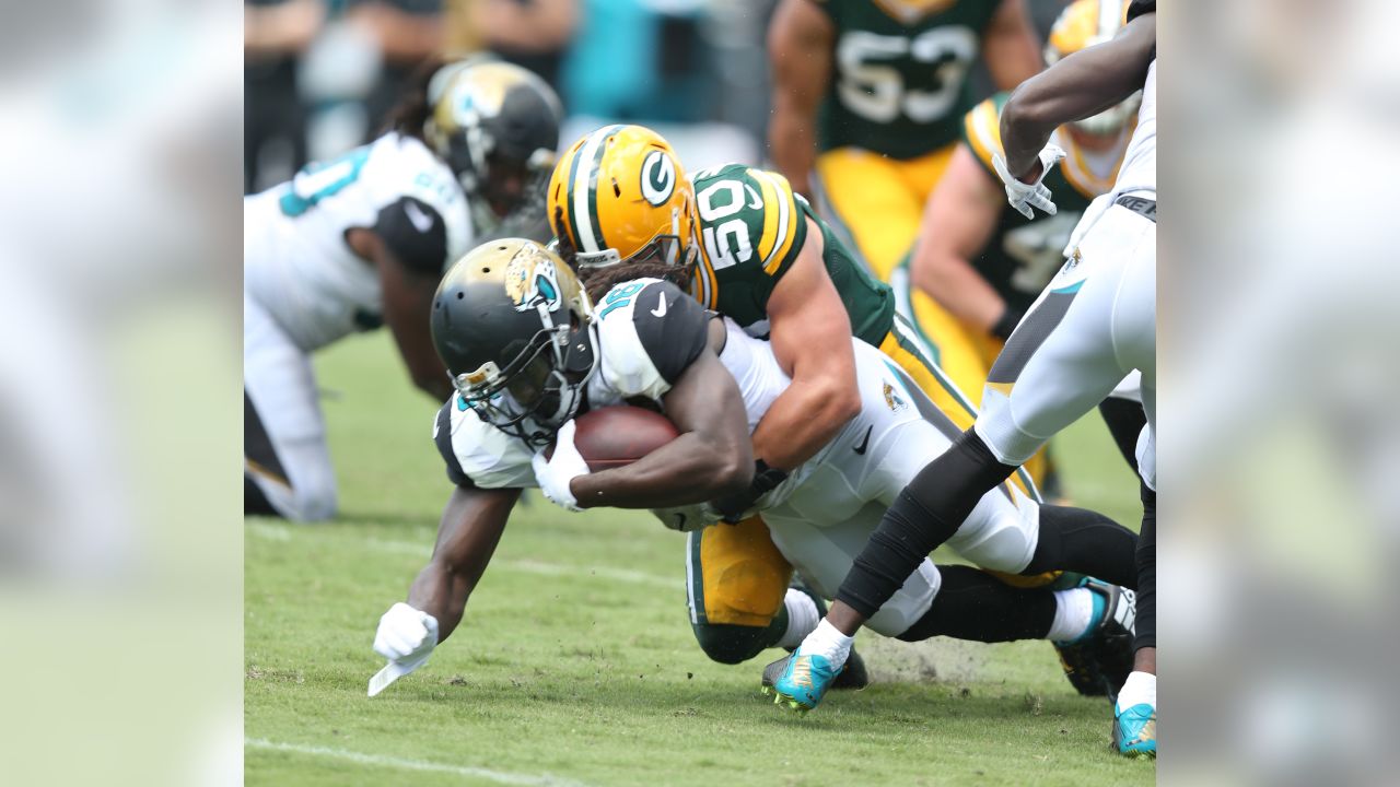 Los Angeles Rams outside linebacker Clay Matthews (52) reacts as the Rams  play the Carolina Panthers in the first half of an NFL football game in  Charlotte, North Carolina on September 8