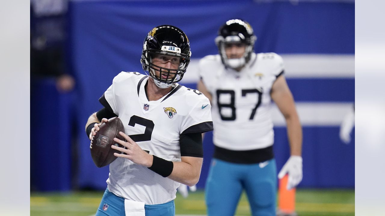 Jacksonville Jaguars quarterback Mike Glennon (2) warms up before