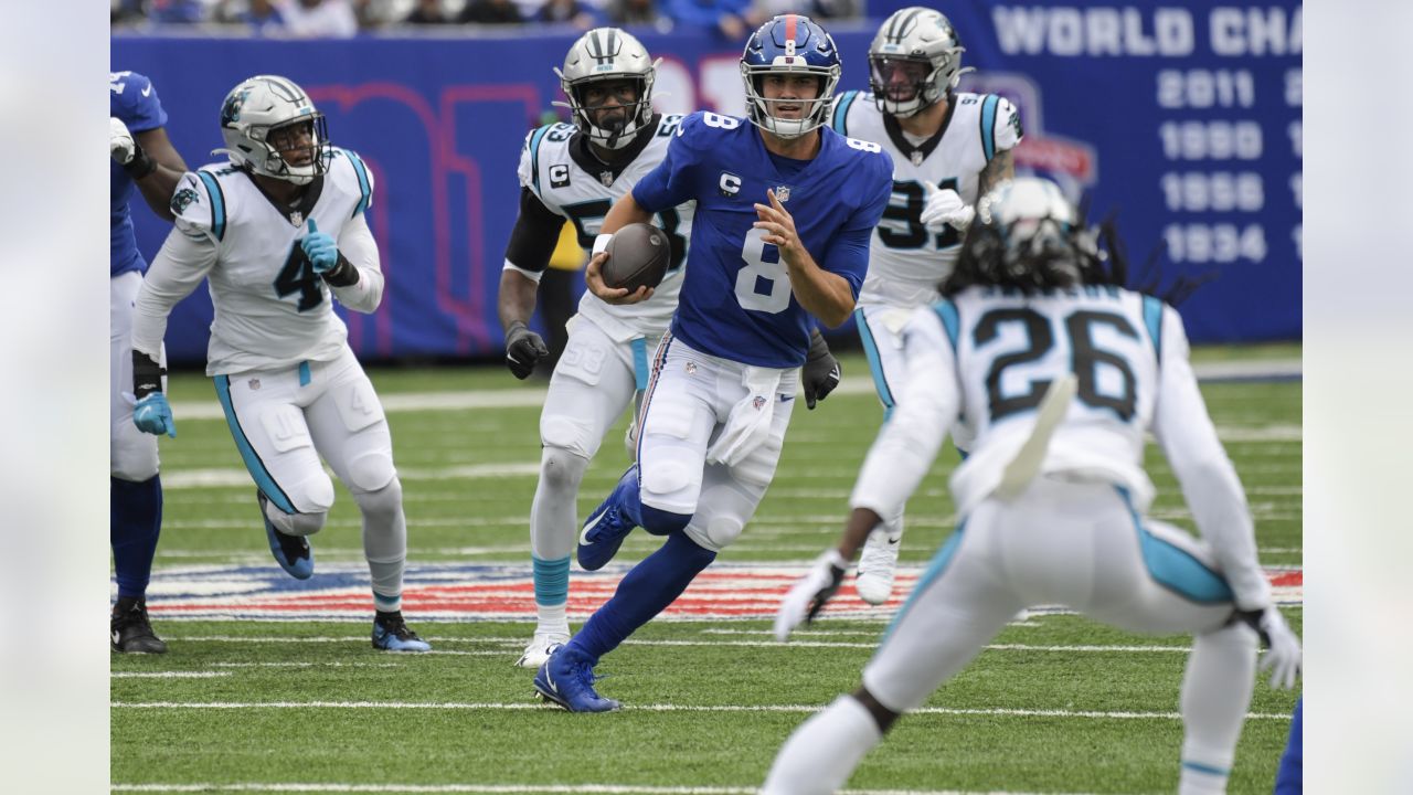 Charlotte, USA. 7th Oct 2018. Carolina Panthers linebacker Andre Smith (57)  during the NFL football game between the New York Giants and the Carolina  Panthers on Sunday October 7, 2018 in Charlotte