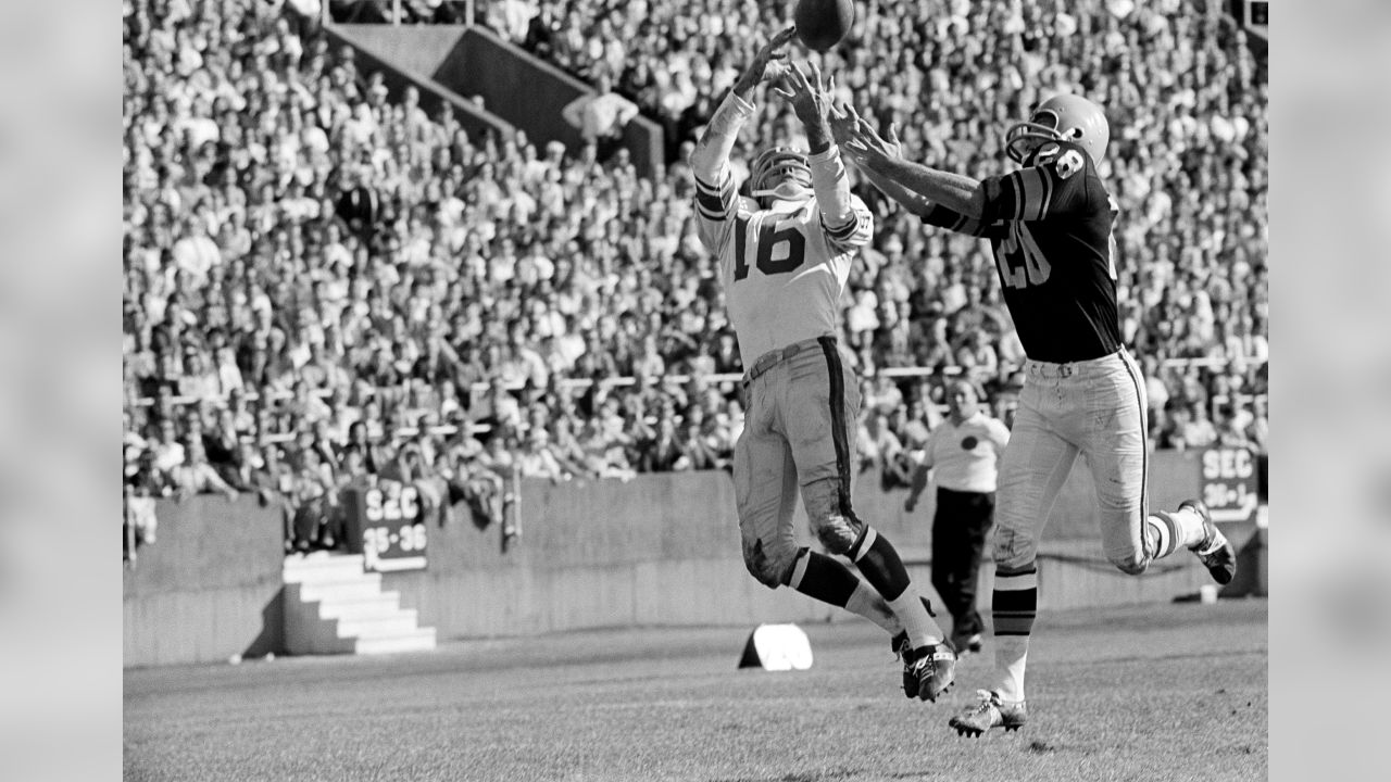 The Green Bay Packers kickoff versus the New York Giants at Milwaukee  County Stadium in 1961.