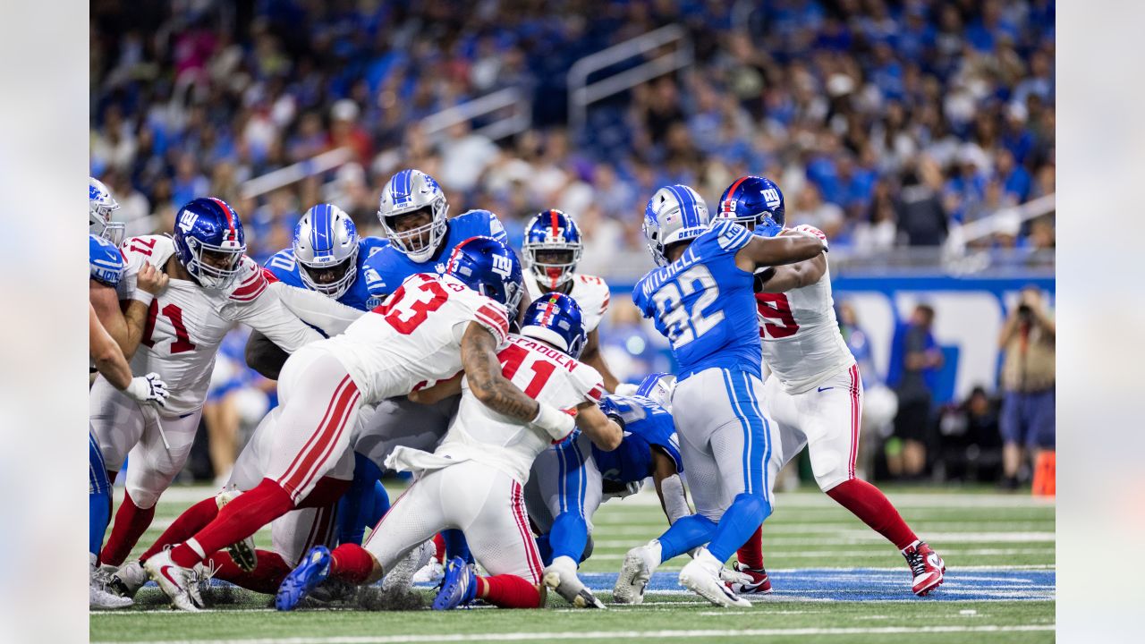 New York Giants linebacker Tomon Fox (49) walks off the field