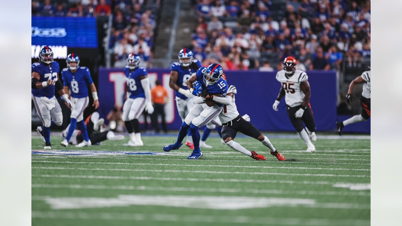 New York Giants wide receiver David Sills (84) runs against the