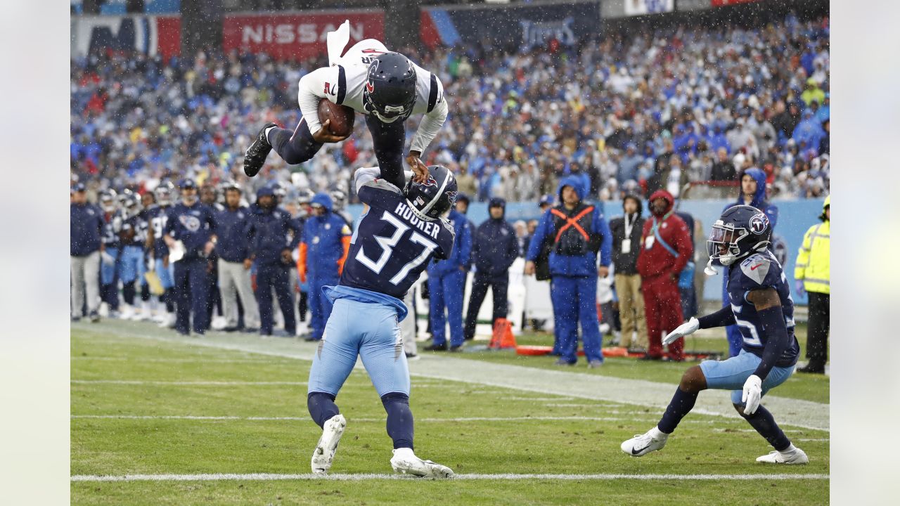 Tennessee Titans safety Amani Hooker (37) works during the first half of a  preseason NFL football game against the Atlanta Falcons, Friday, Aug. 13,  2021, in Atlanta. The Tennessee Titans won 23-3. (