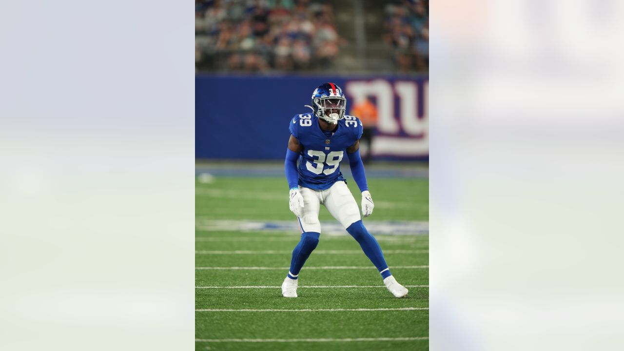 New York Giants safety Trenton Thompson (39) walks off the field