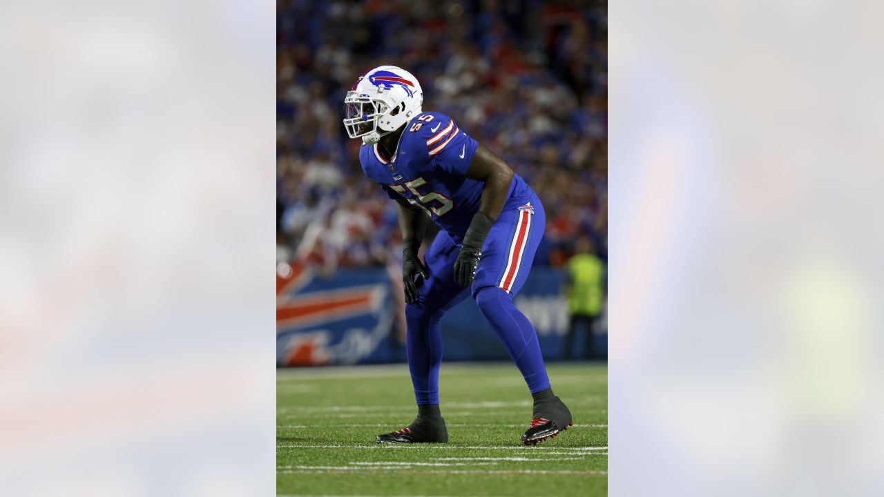 A kids holds a sign during the second half of a preseason NFL football game  between the Buffalo Bills and the Denver Broncos, Saturday, Aug. 20, 2022,  in Orchard Park, N.Y. (AP