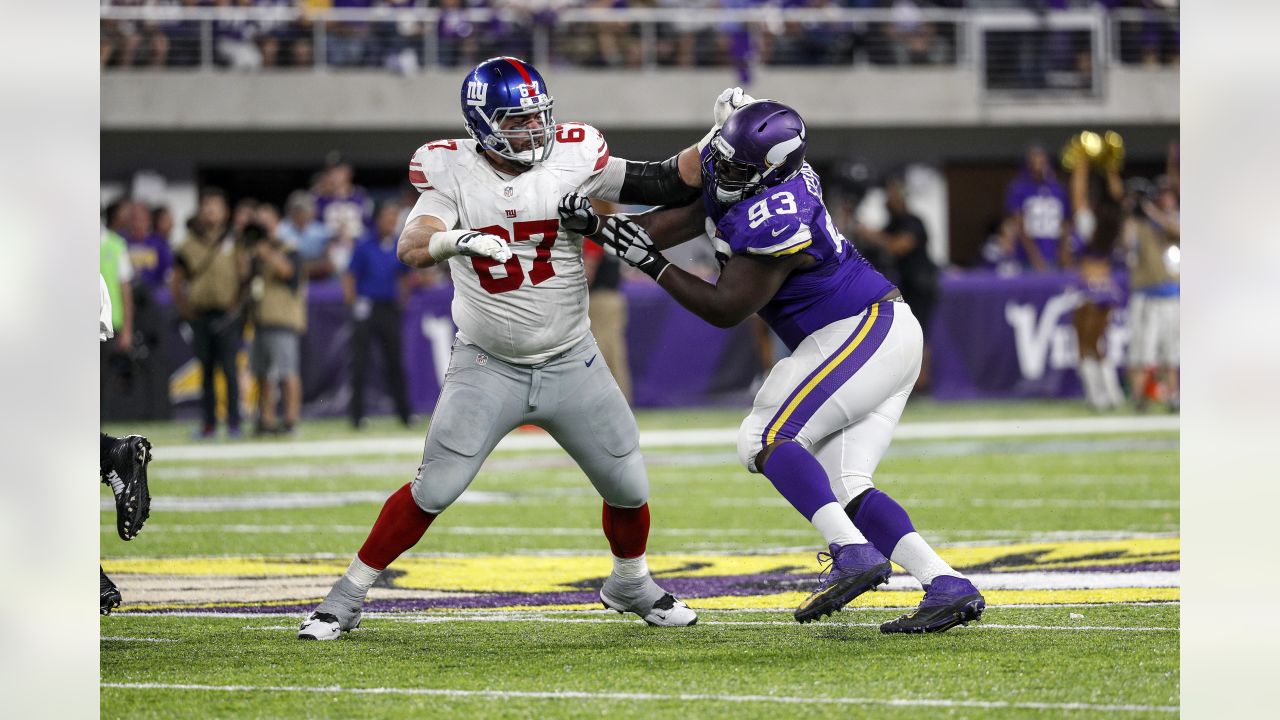 East Rutherford, New Jersey, USA. 6th Oct, 2019. Minnesota Vikings  defensive tackle Shamar Stephen (93) during a NFL game between the Minnesota  Vikings and the New York Giants at MetLife Stadium in