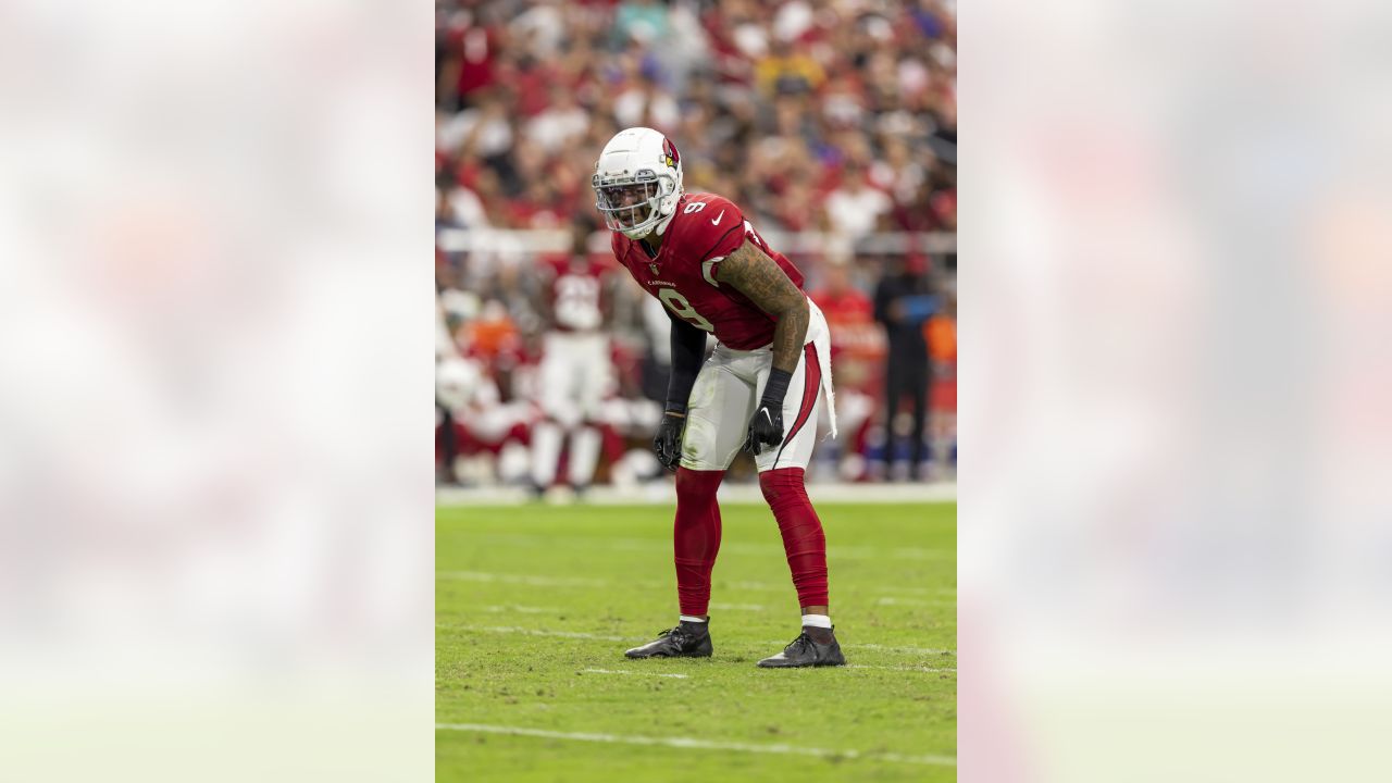 Defensive lineman (99) JJ Watt of the Arizona Cardinals warms up before  playing against the Los Angeles Rams in an NFL football game, Sunday, Sept.  25, 2022, in Glendale, AZ. Rams won