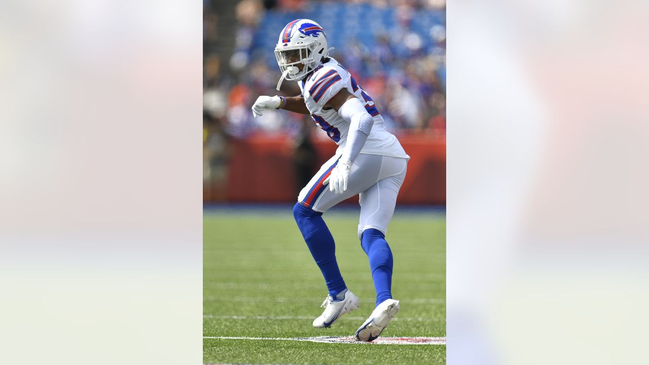 Buffalo Bills cornerback Dane Jackson lines up during the first half of a  preseason NFL football game against the Denver Broncos in Orchard Park,  N.Y., Saturday, Aug. 20, 2022. (AP Photo/Adrian Kraus