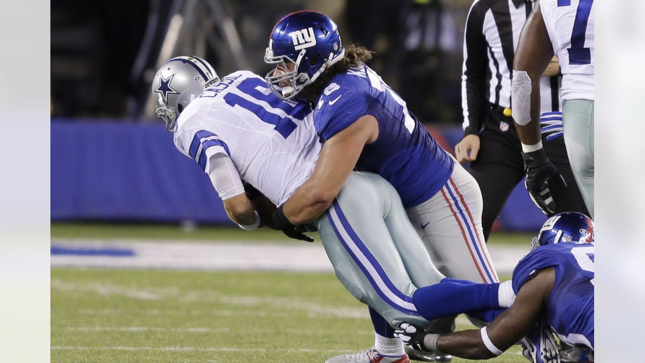 New York Giants defensive tackle Markus Kuhn (78) is fired up after an  interception by a teammate in an NFL football game between the New York  Giants and Dallas Cowboys on Sunday